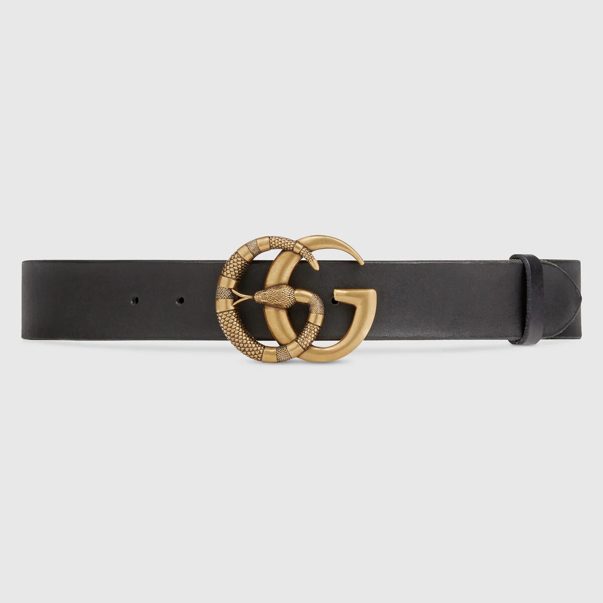 Leather belt with Double G buckle with snake - 1