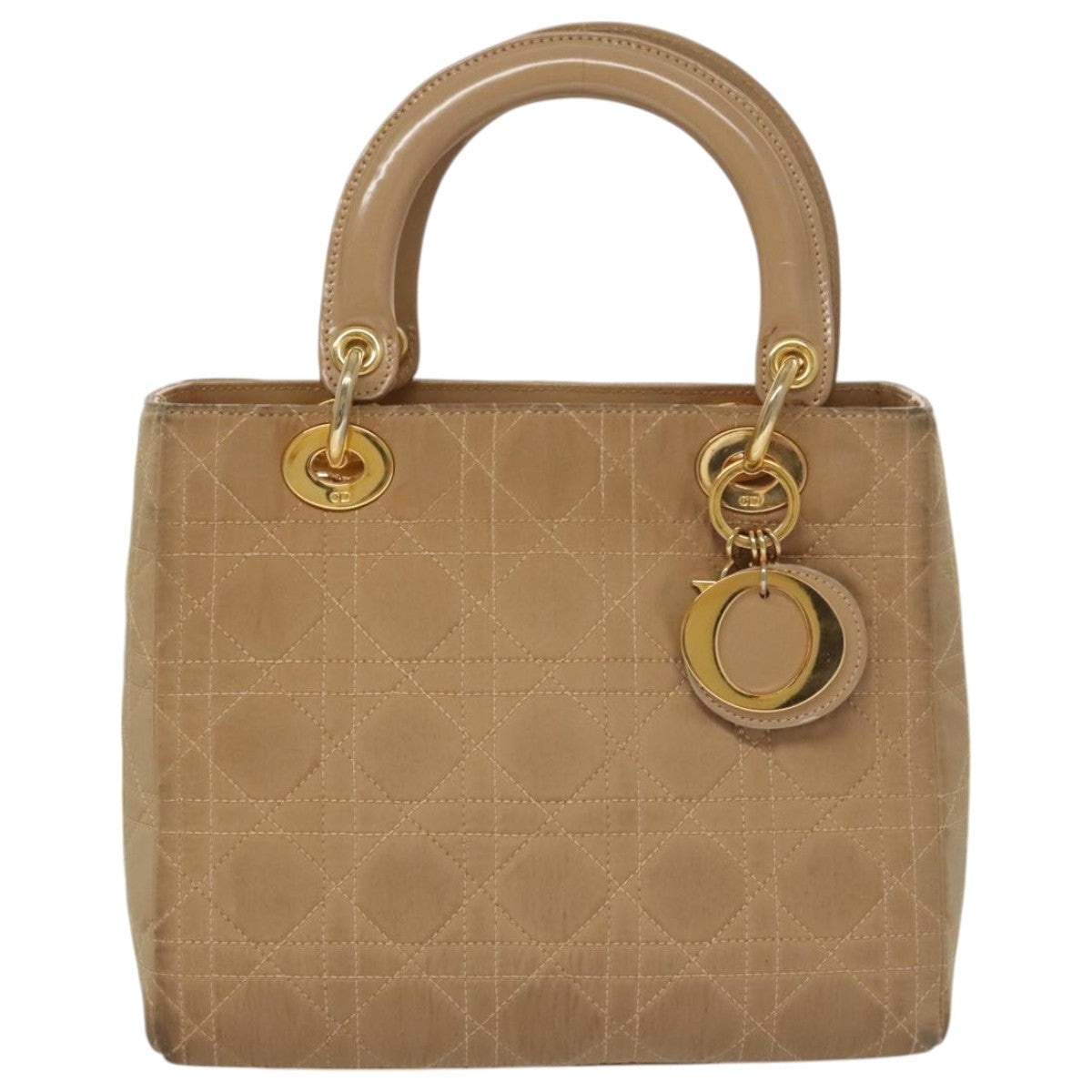DIOR Canage Hand Bag Nylon Beige Gold - 2