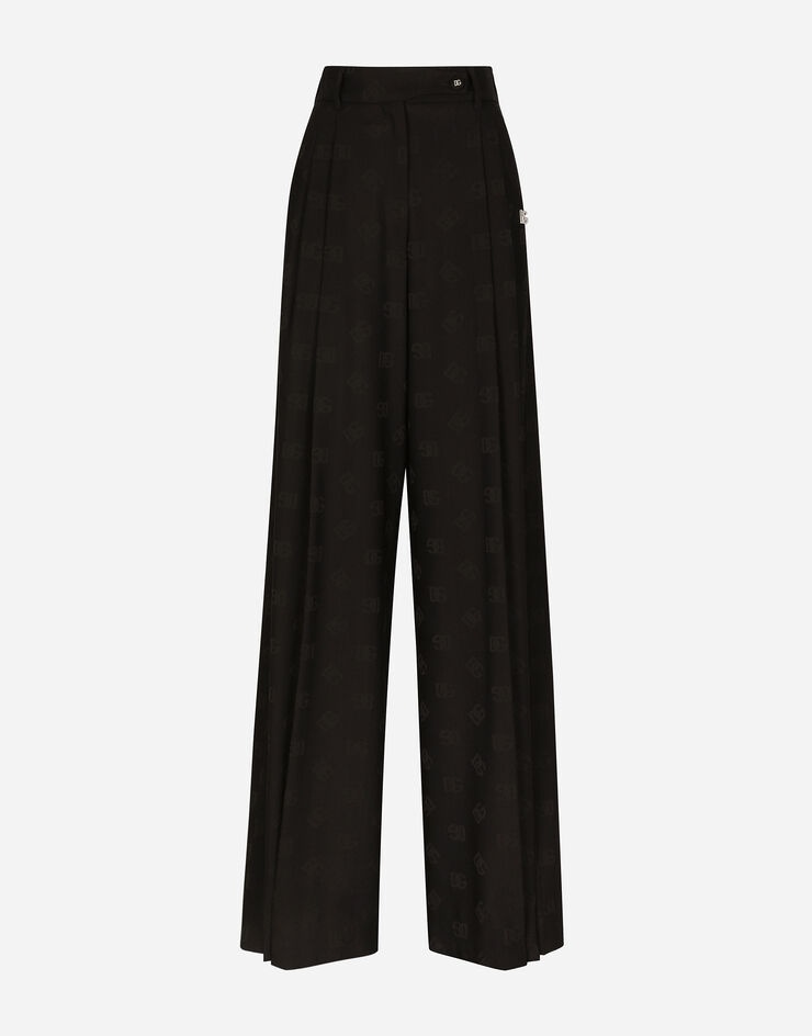 Wool jacquard pants with all-over DG logo - 1