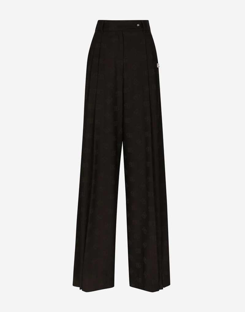Wool jacquard pants with all-over DG logo 1