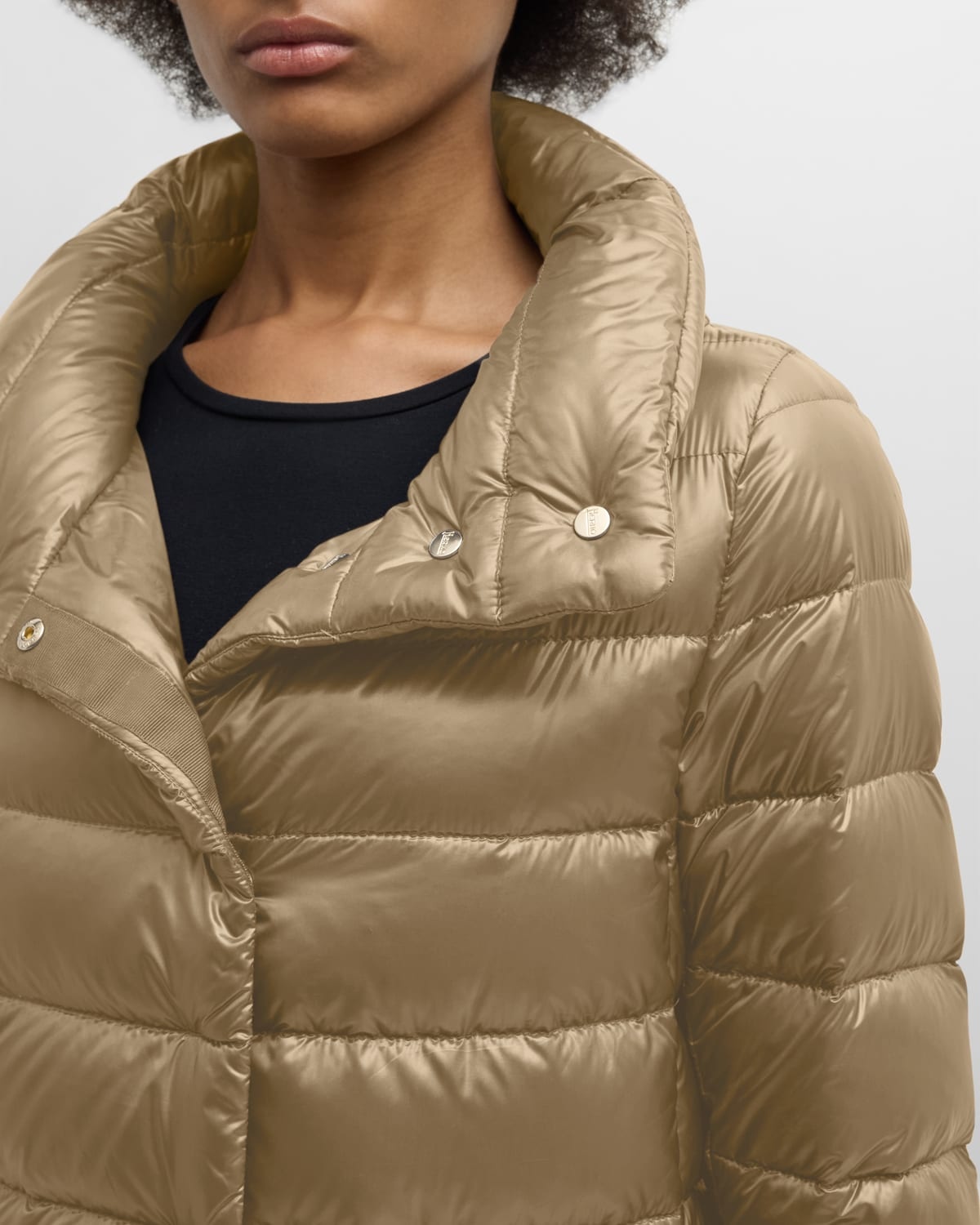 Amelia Water-Resistant Ultralight Nylon A-Line Puffer Jacket - 5