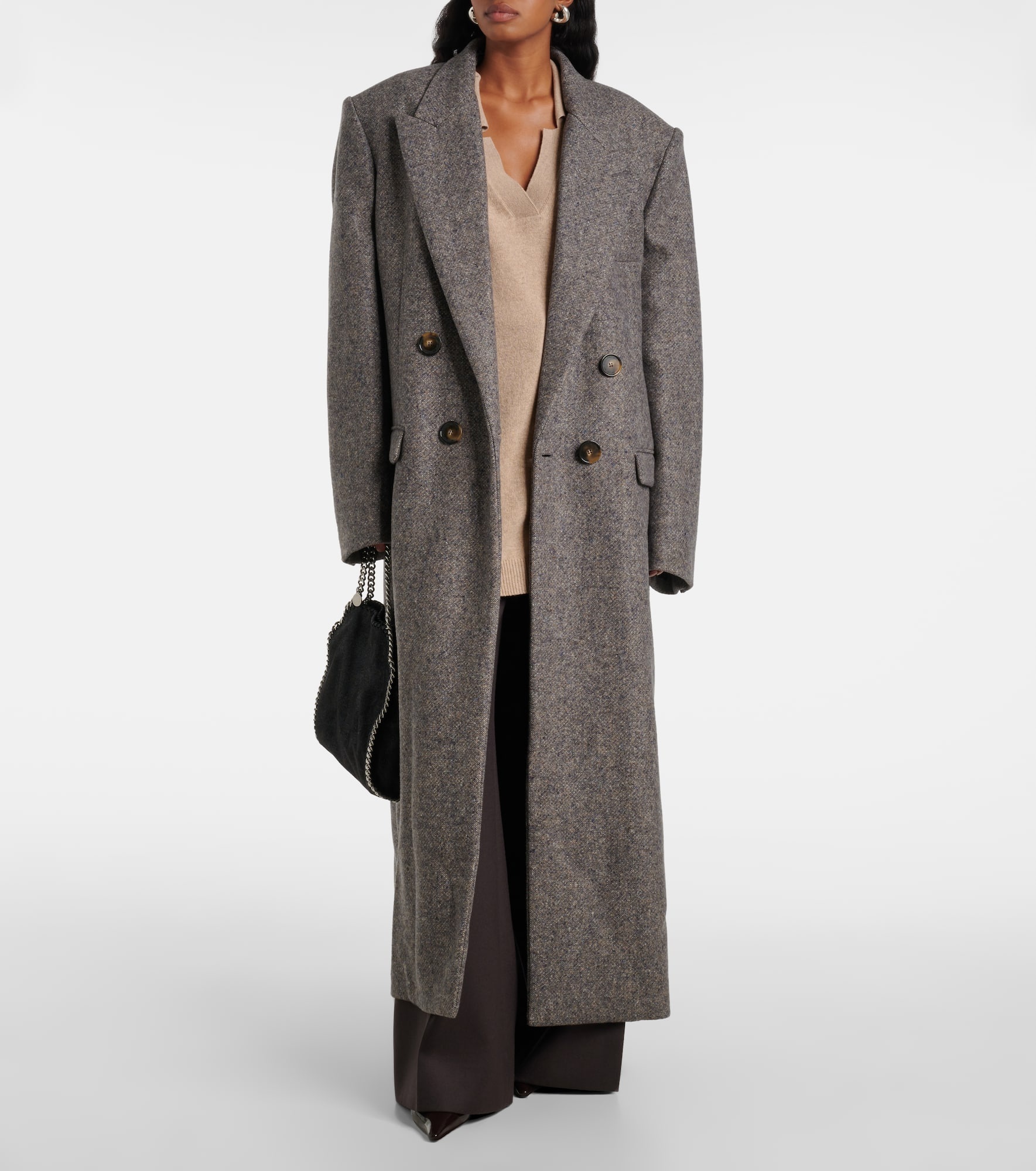 コート Stella Mccartney Oversize Tweed Long Coat Stella McCartney Double Breasted Tweed Long Coat | REVERSIBLE