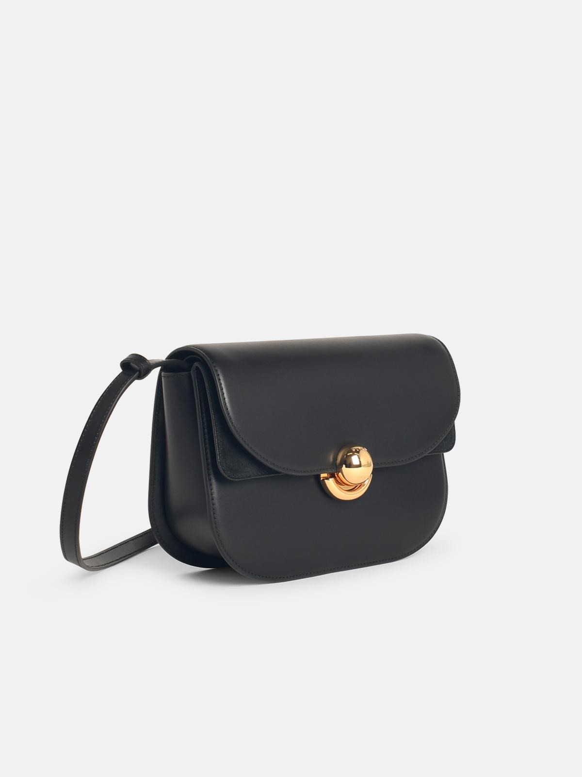 'SFERA' BLACK LEATHER CROSSBODY BAG - 2