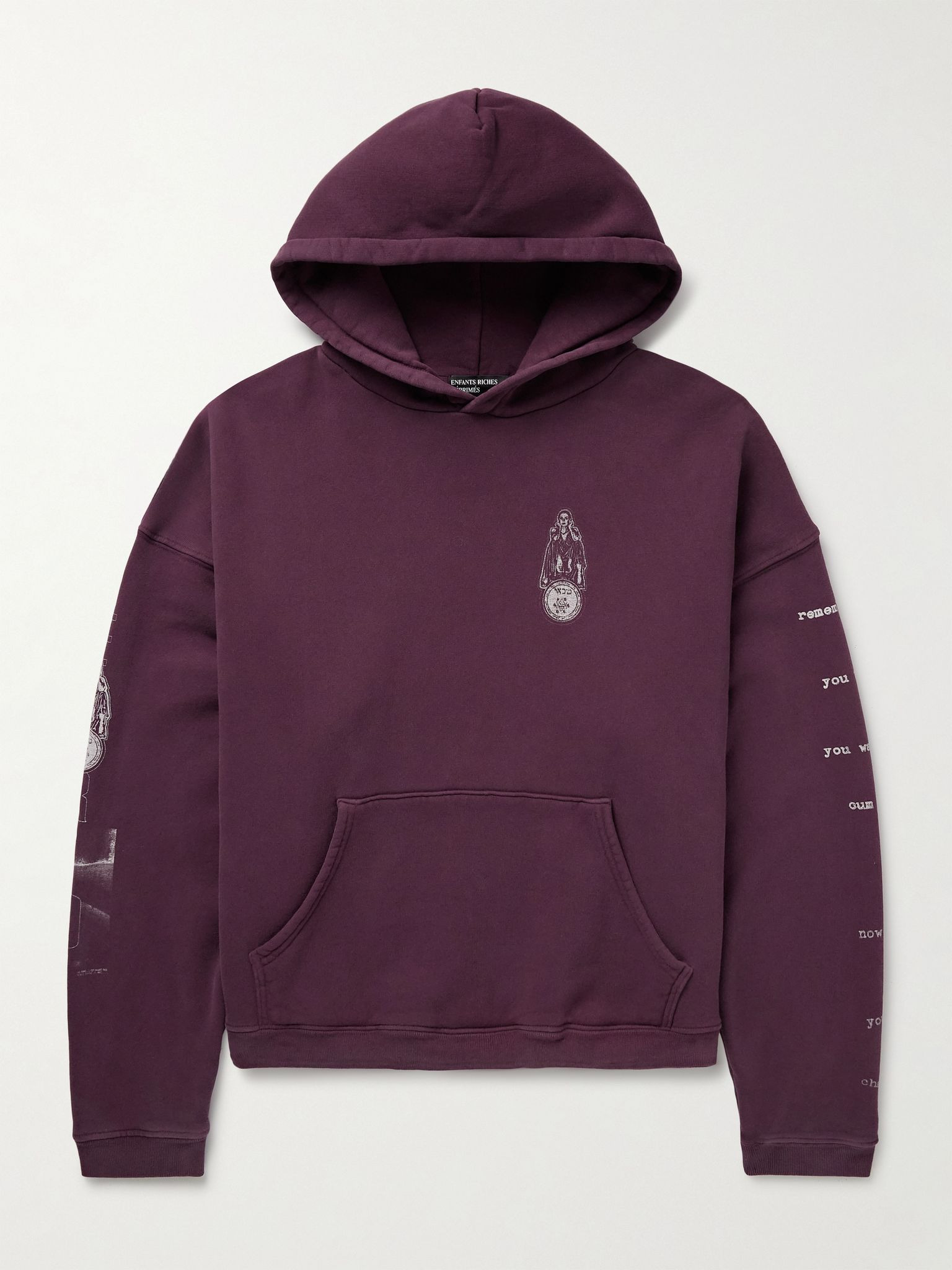 Remember When Printed Cotton-Jersey Hoodie Burgundy - 1