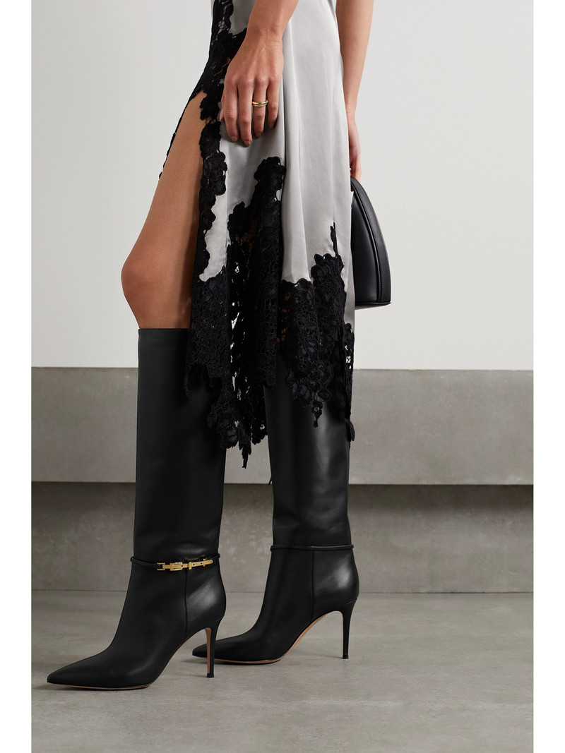 Gianvito Rossi Glove 85 Embellished Leather Knee Boots outlook