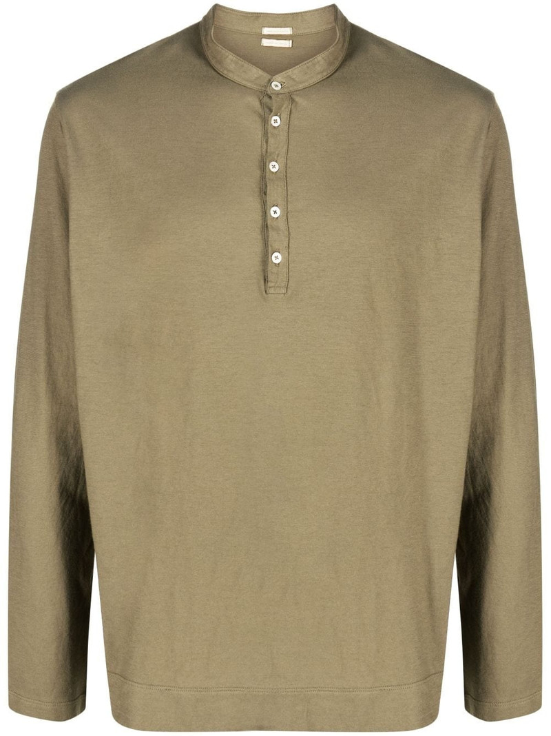 long-sleeve cotton Henley shirt 1