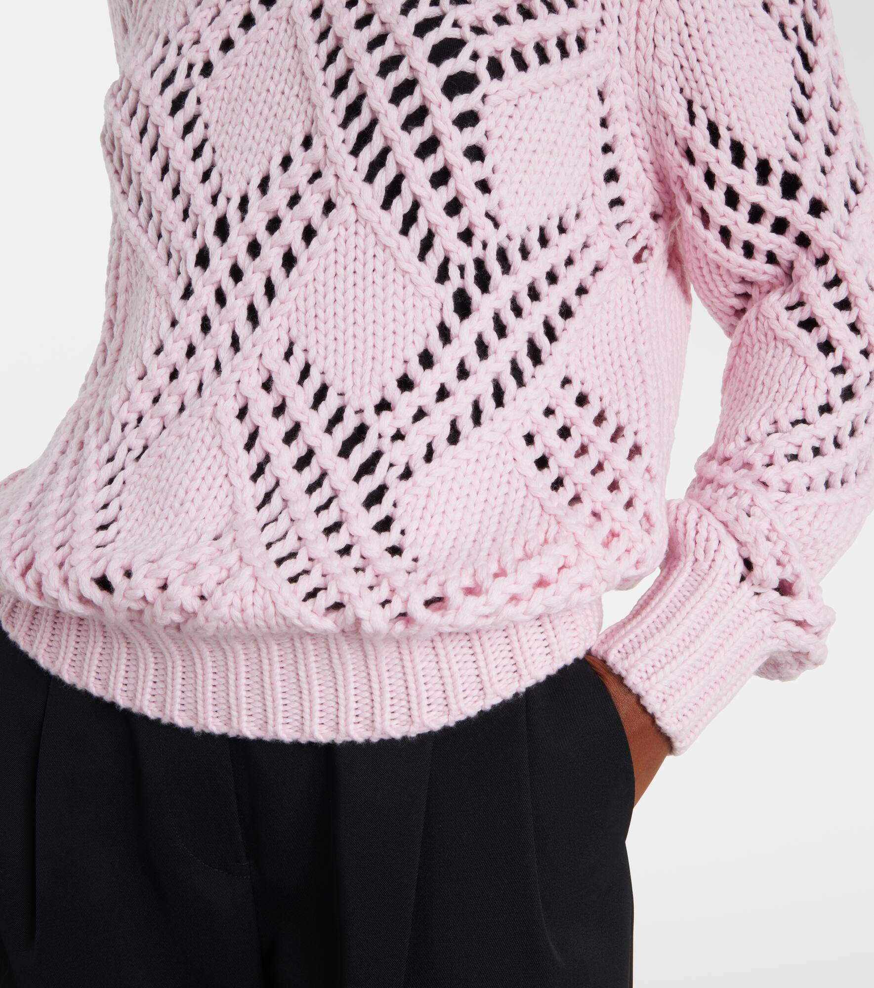Lace-trimmed virgin wool sweater - 5
