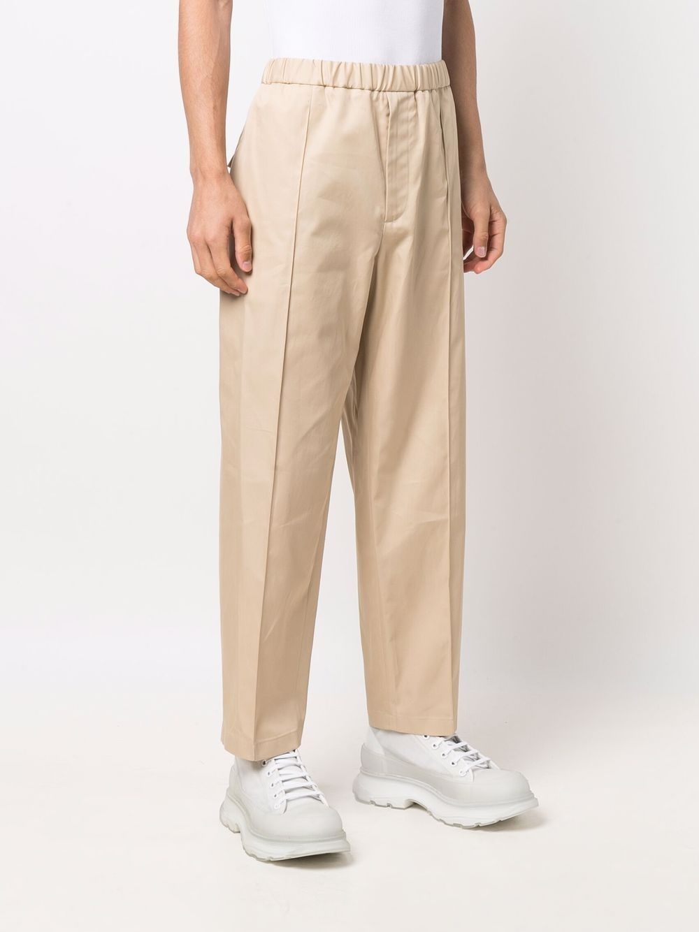 elasticated-waist straight chinos - 3