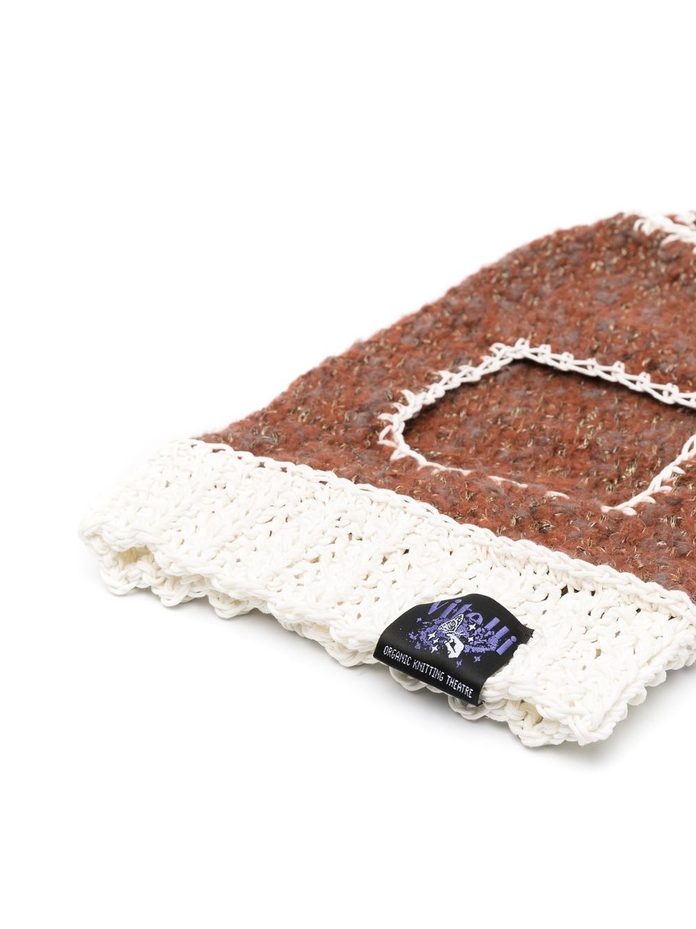 contrast-stitch crochet-knit balaclava - 2