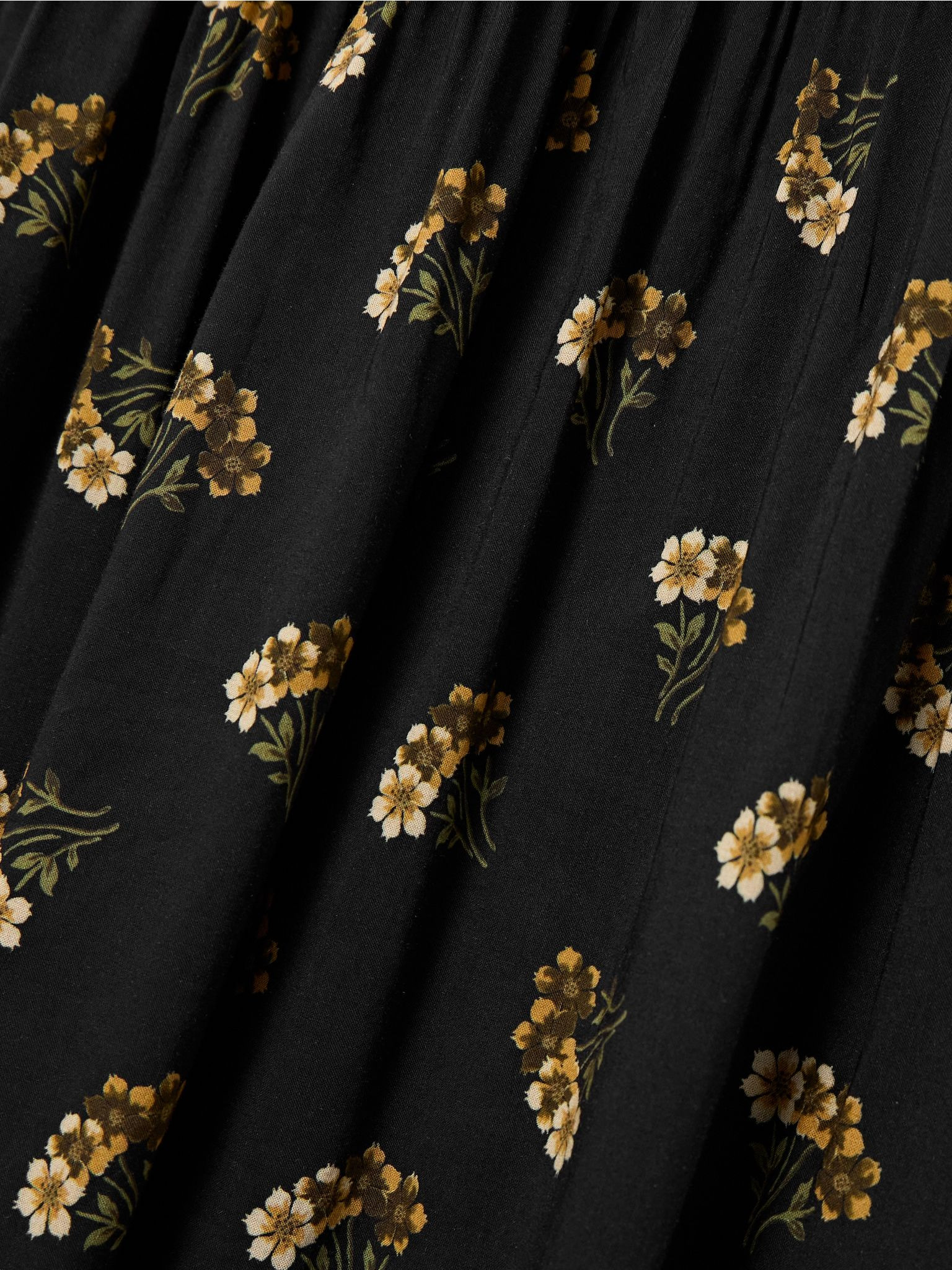 Wilmina shirred floral-print cotton-blend maxi dress Black - 4