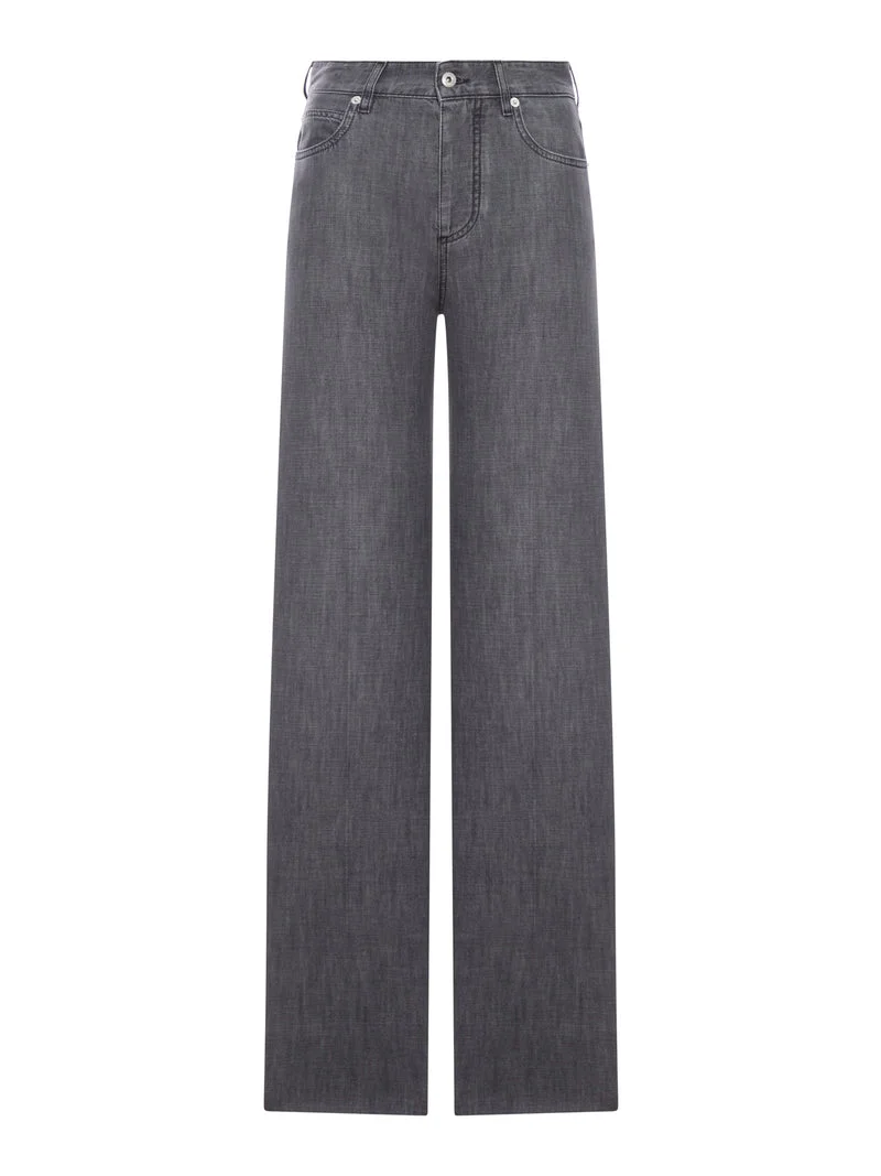 Bottega Veneta Women Black Washed Palazzo Jeans - 1