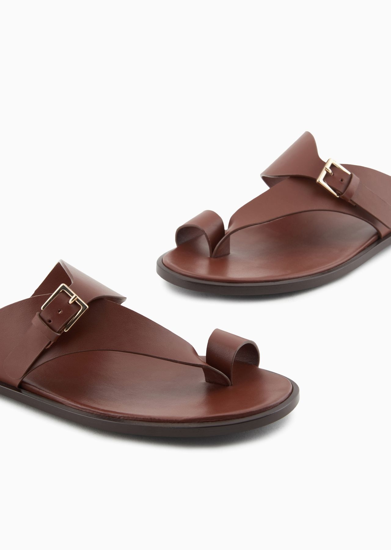 Leather flip-flop sandals with buckle - 5