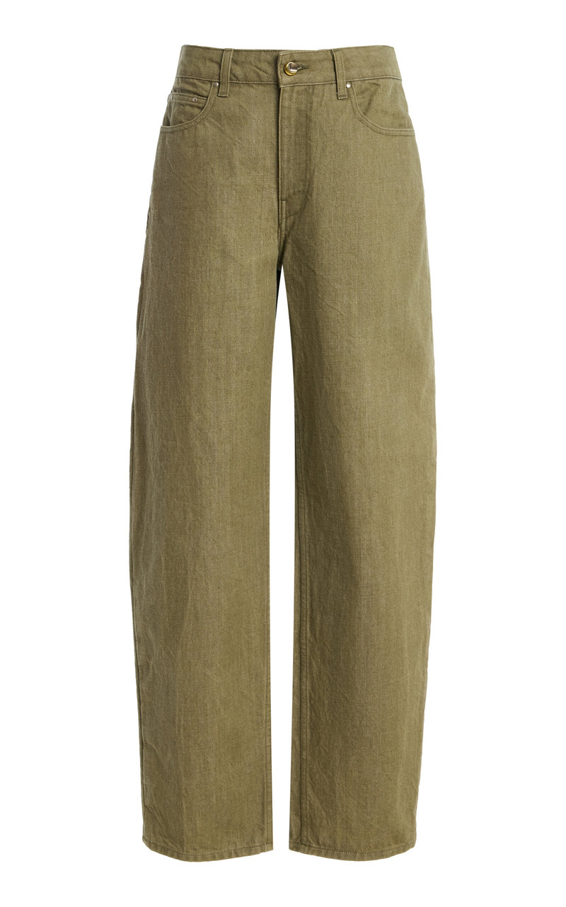 Rider Rigid Low-Rise Bowed-Leg Jeans green 1