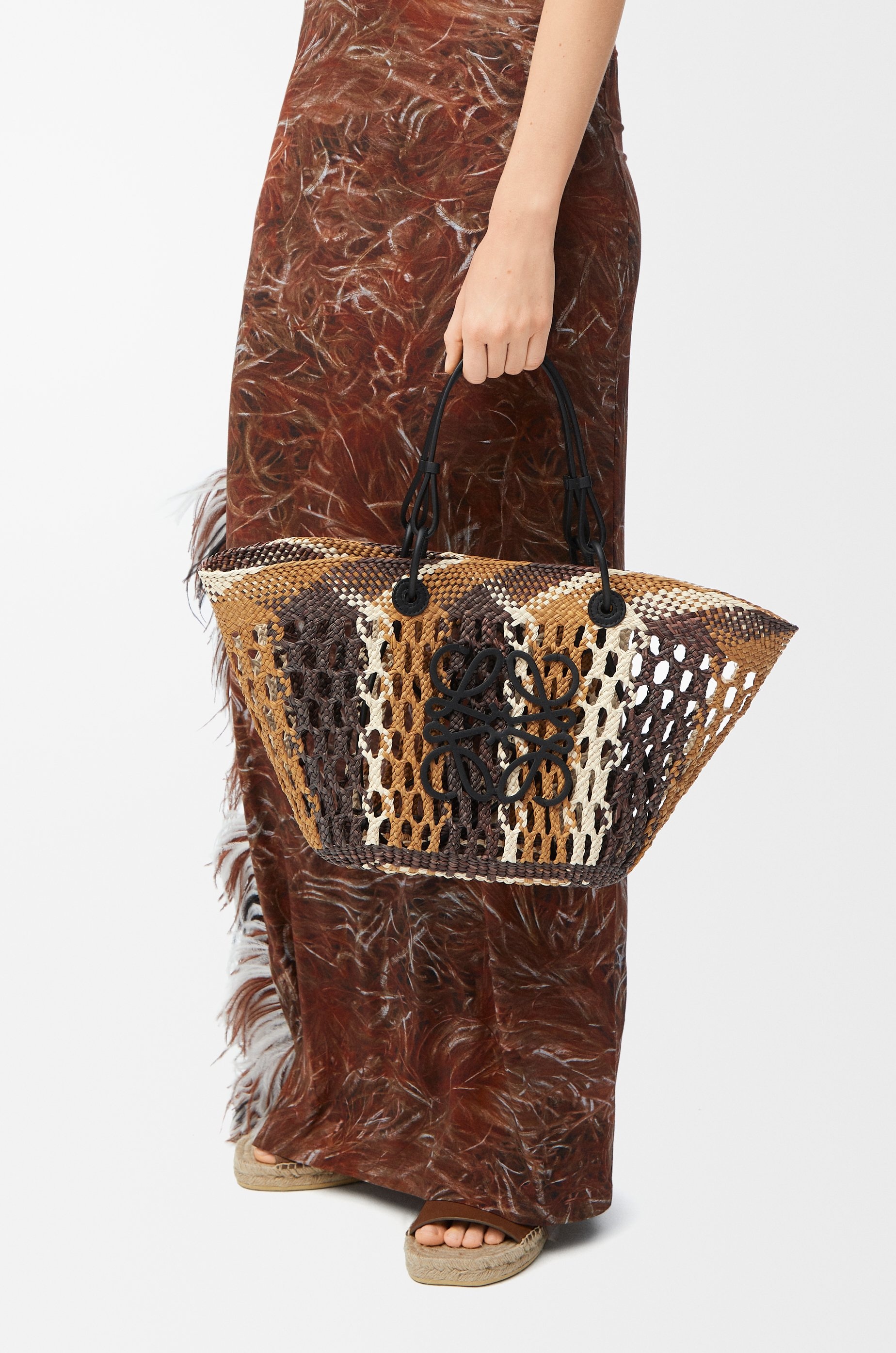 Medium Anagram basket in iraca palm and calfskin - 2