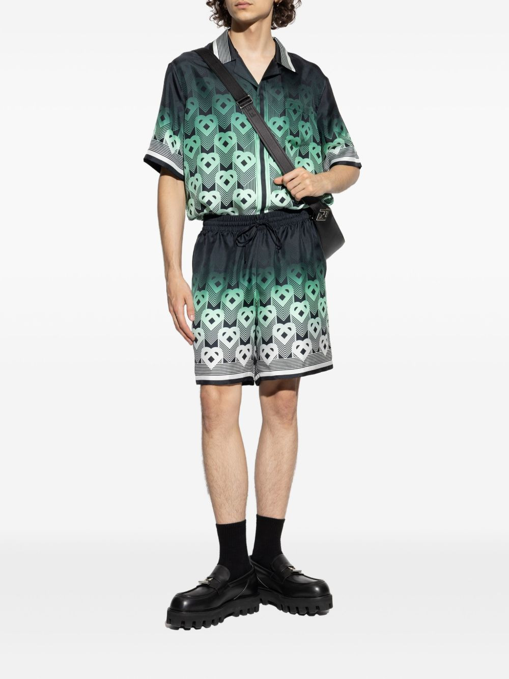 monogram-print drawstring shorts - 2
