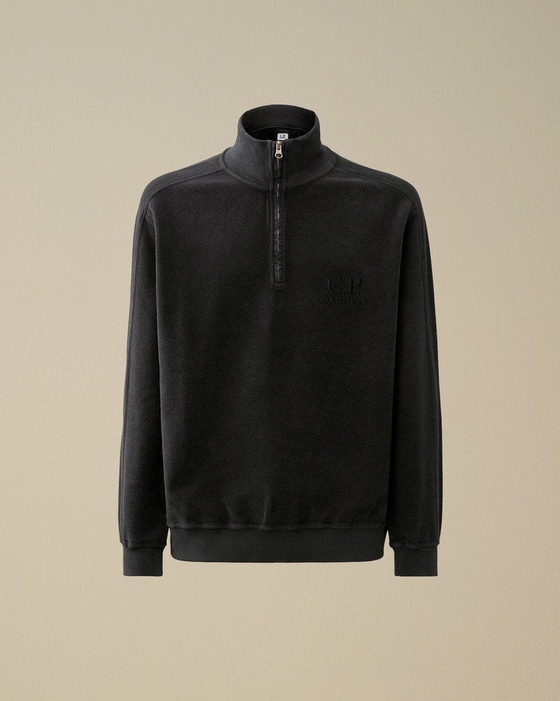 Reverse Brushed & Emerized Diagonal Fleece Half Zipped Sweatshirt 1