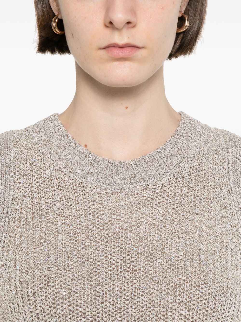 sequin-embellished knitted top - 5
