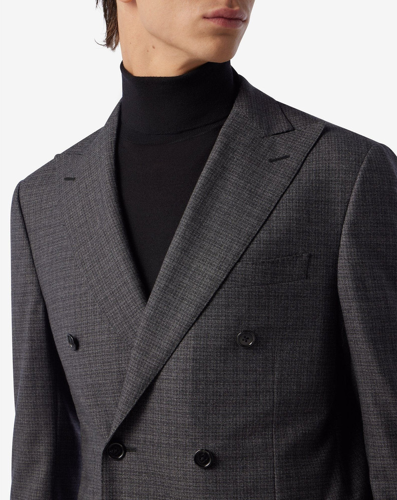 Grey wool suit with micro-pattern 3