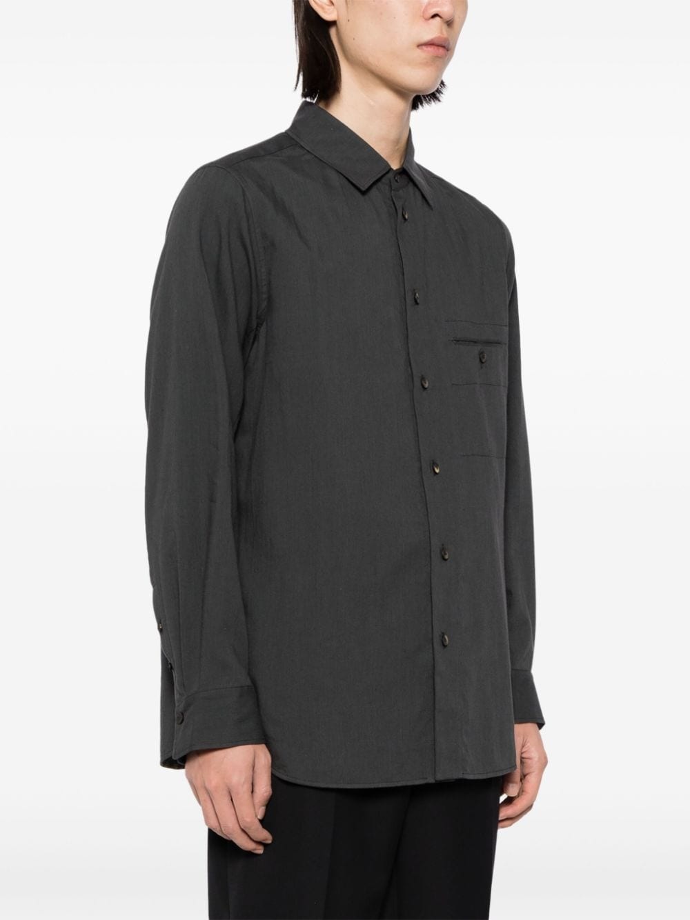 long-sleeve jetted-pocket shirt - 3