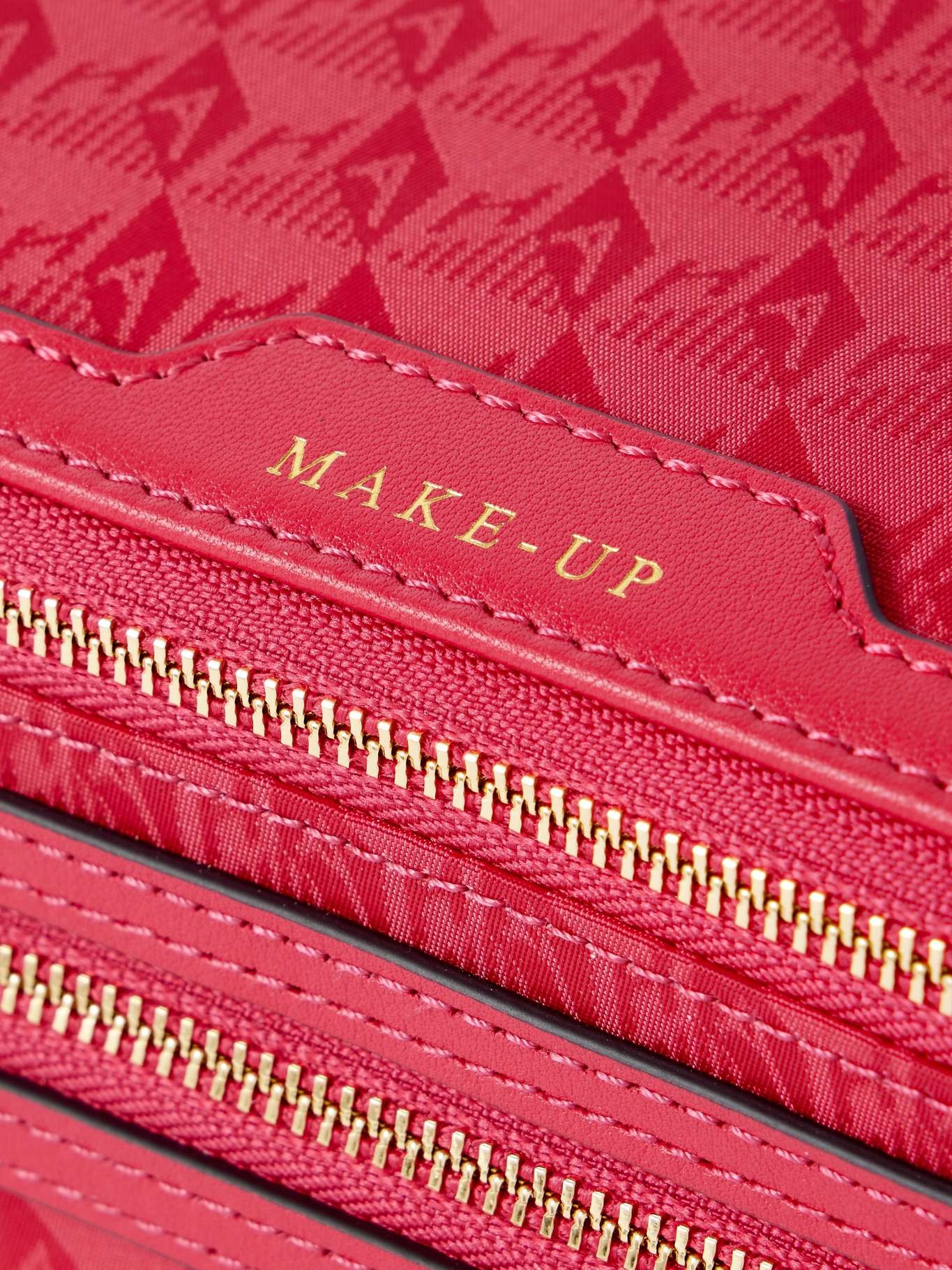 Make-Up leather-trimmed jacquard cosmetics case Magenta - 3