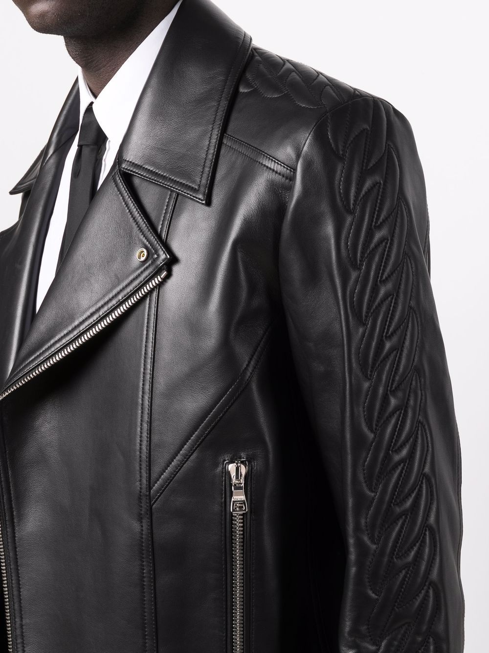 double-breasted biker jacket - 5