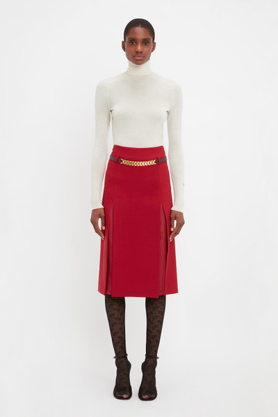 Victoria Beckham Double Layer Slit Skirt In Poppy Red outlook