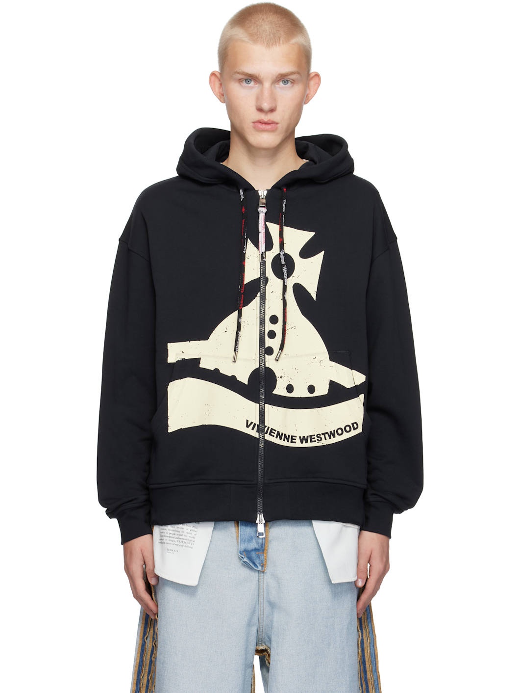 関税込◆VIVIENNE WESTWOOD フーディーSunken Orb Zip Hoodie Vivienne Westwood Navy Sunken Orb Zip Hoodie | ssense