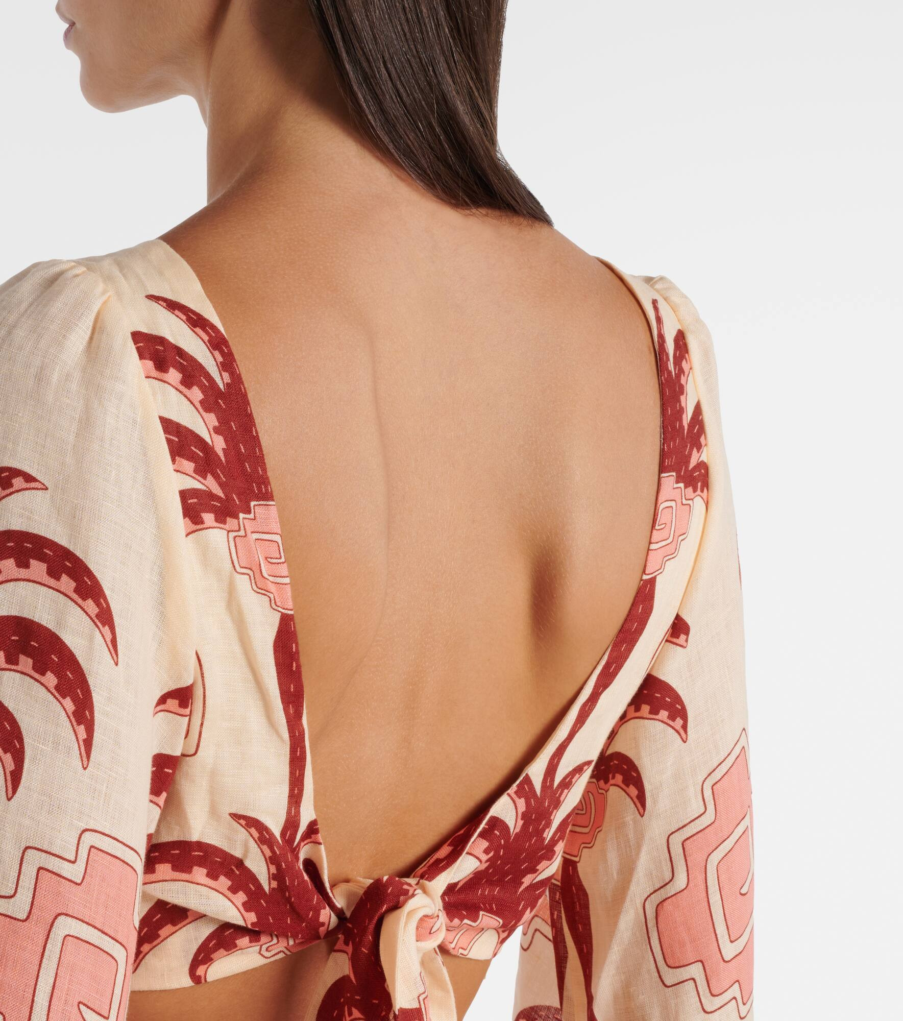 Cutout printed linen minidress - 6
