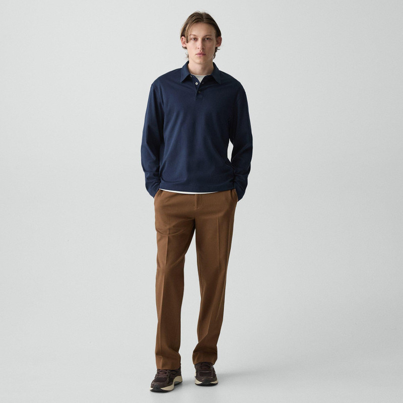 Theory Relaxed Long-Sleeve Polo Shirt in Cotton Jersey outlook