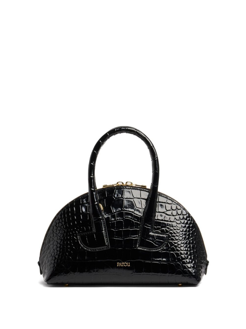 Le Patou Bowling crocodile-embossed half-moon bag 1