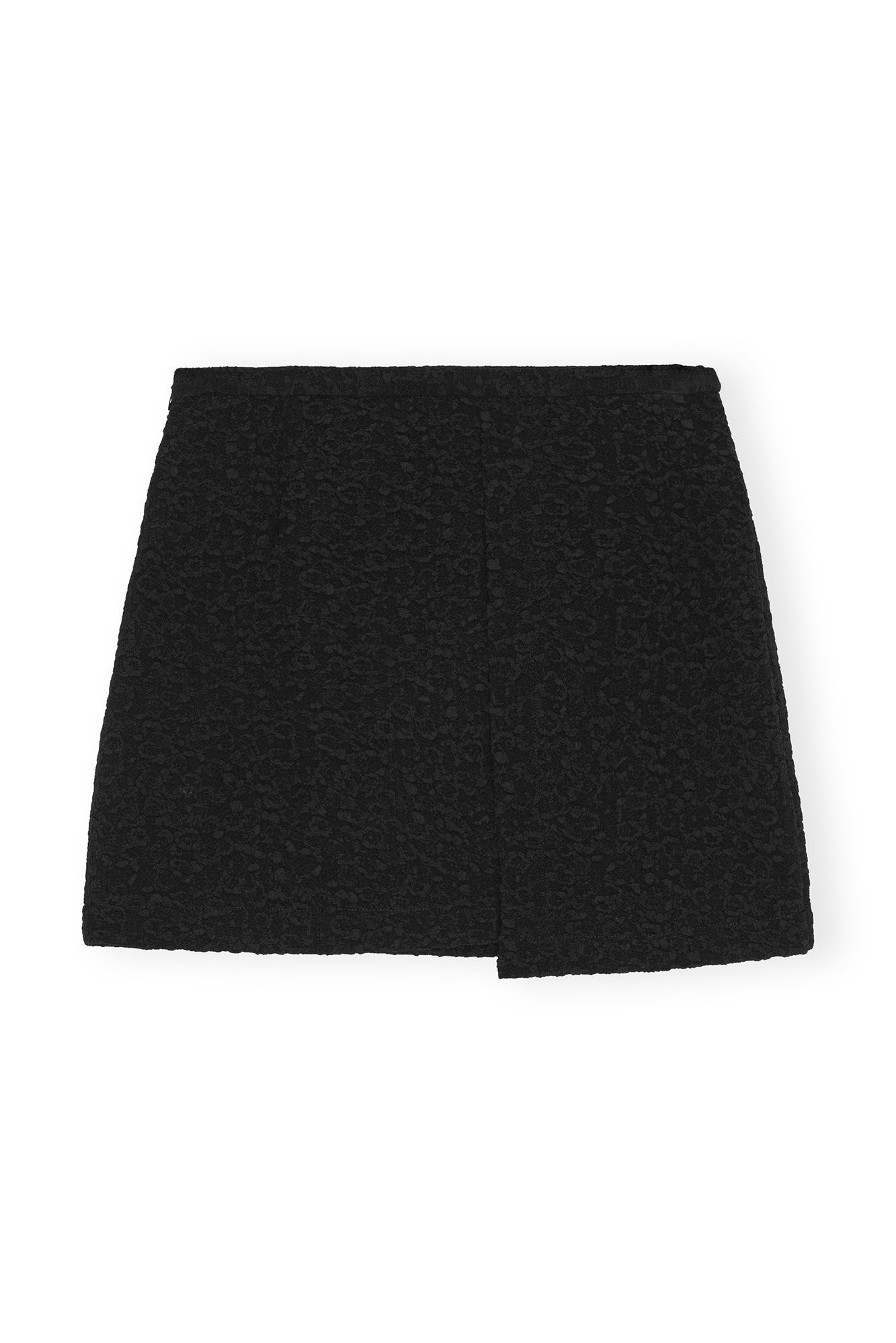 BLACK TEXTURED SUITING MINI SKIRT - 1