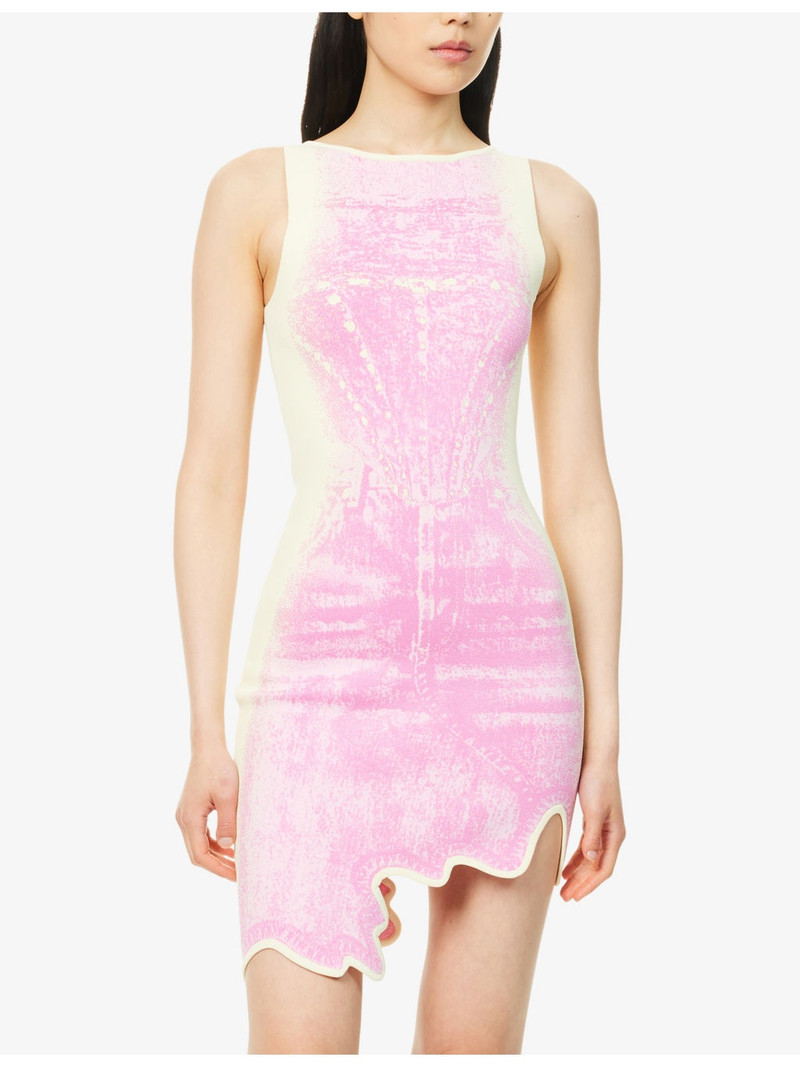 Hazel Denim-Print Knitted Mini Dress 3