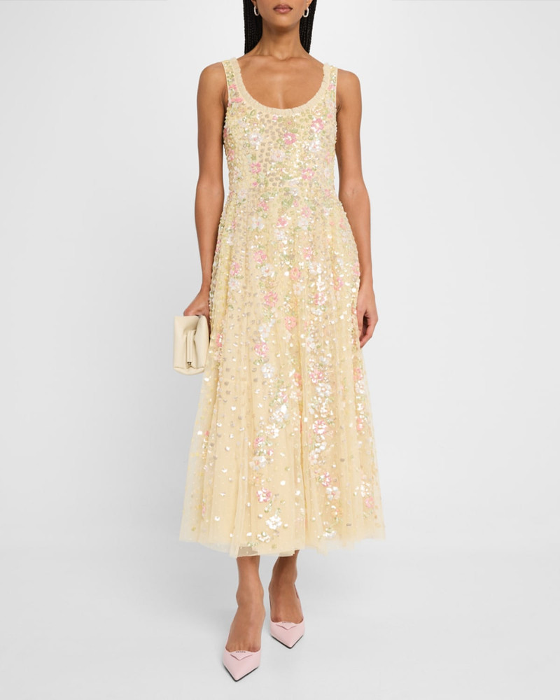 Needle & Thread Confetti Floral Sequin Ballerina Maxi Dress outlook