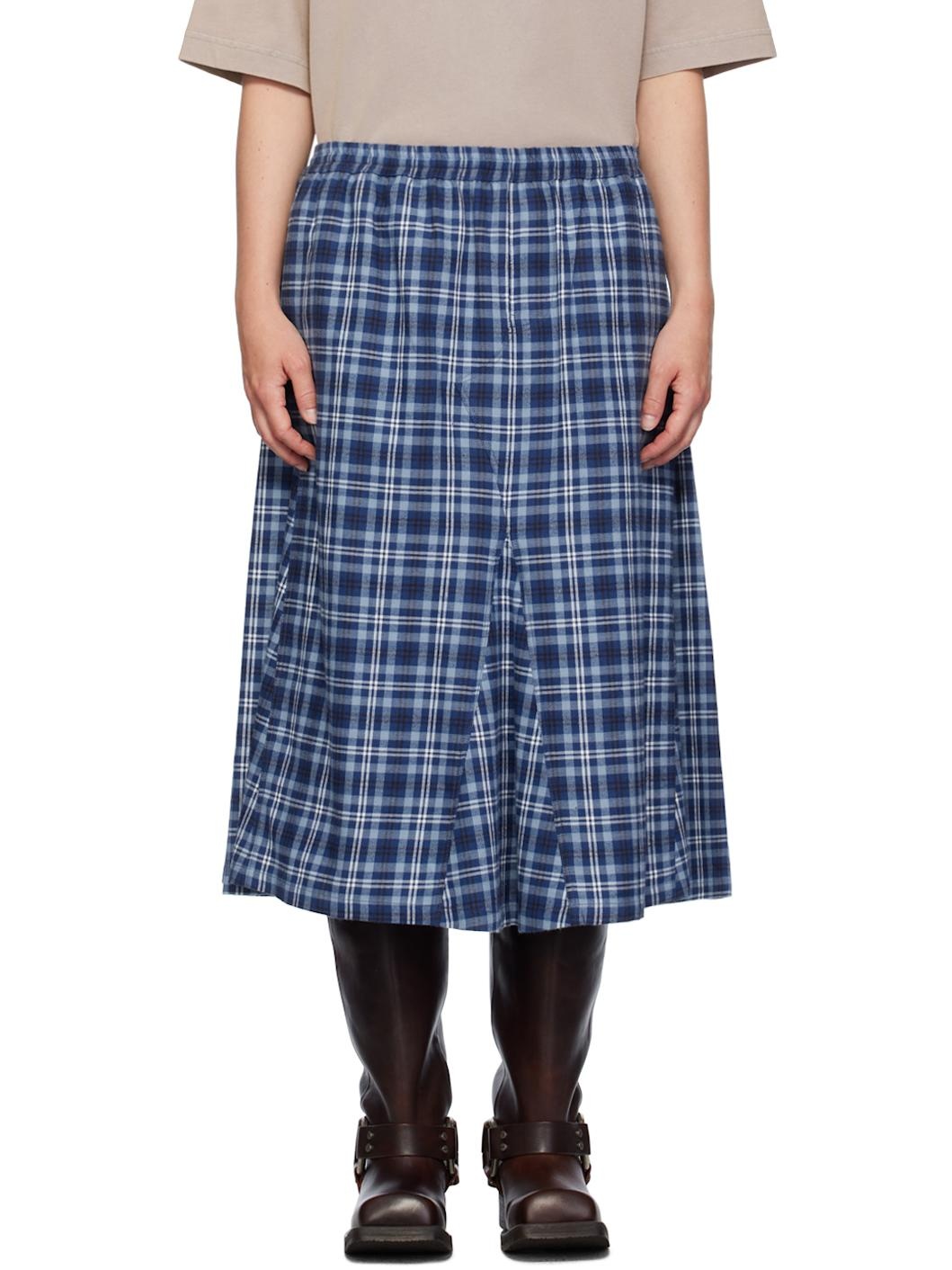 Blue Check Midi Skirt - 1