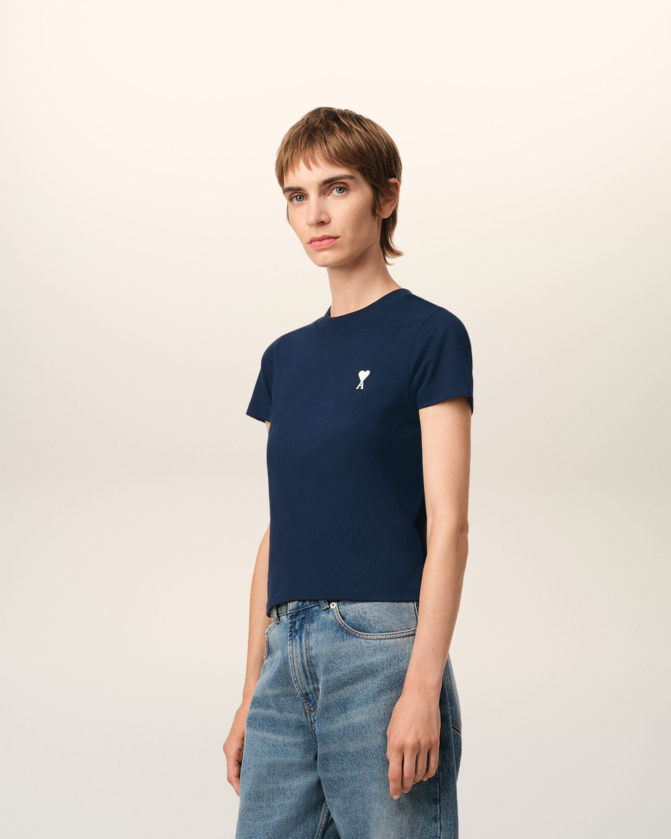 NAVY COTTON CROPPED T-SHIRT - 6
