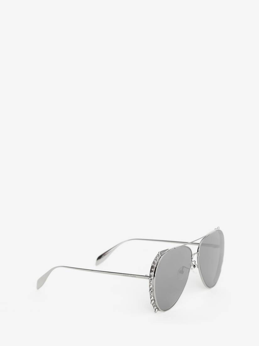 Punk Stud Pilot Sunglasses in Silver - 3