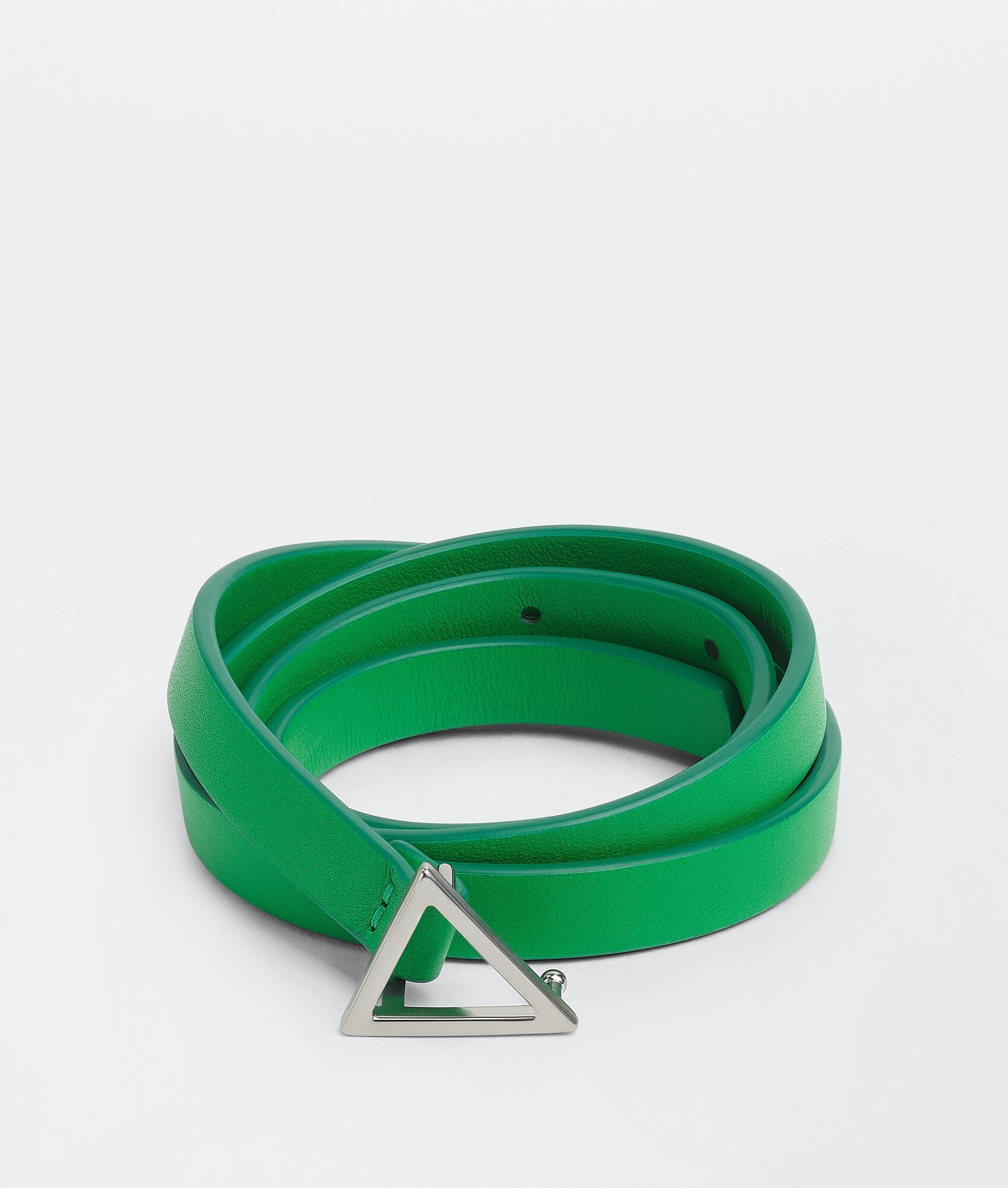 Triangular Reversible Leather Belt in Green - Bottega Veneta