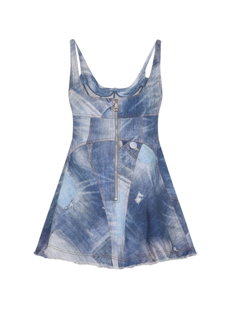 Roberto Cavalli frayed cotton mini dress outlook