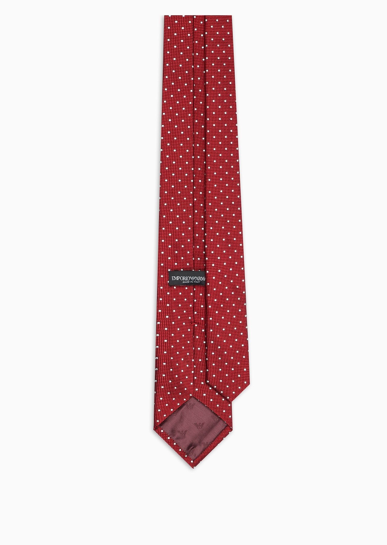 Pure silk tie with jacquard polka dot-effect micro-check - 2