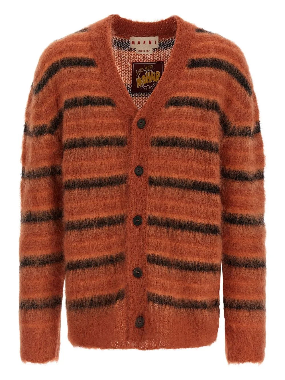 brushed striped cardigan - 1