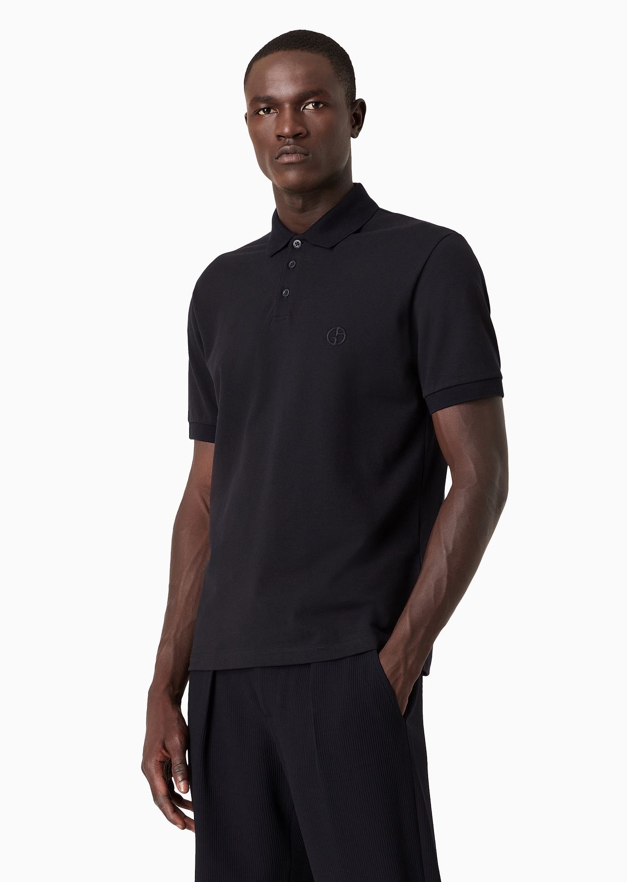 Stretch cotton piqué polo shirt - 2