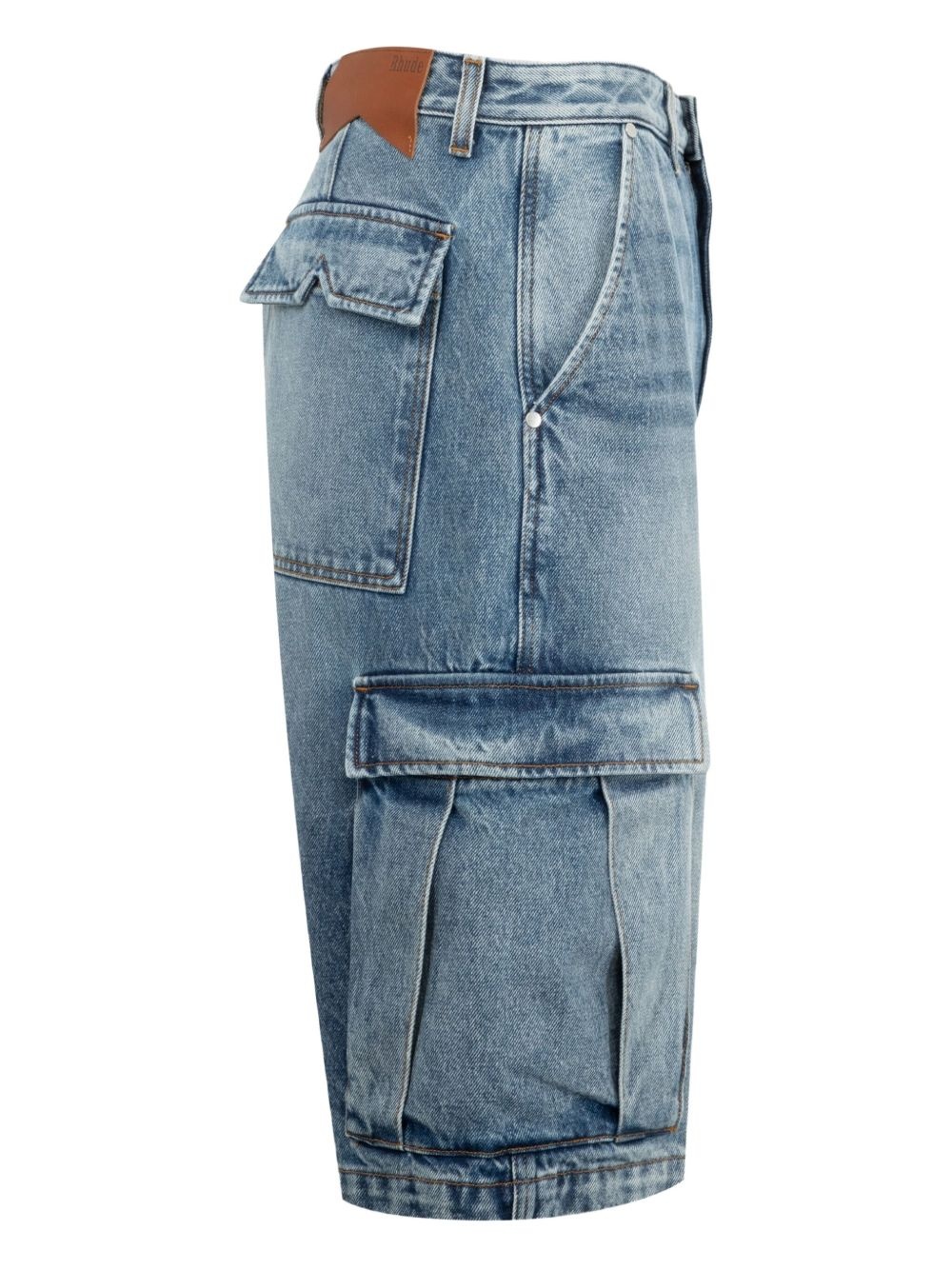 denim cargo shorts - 3