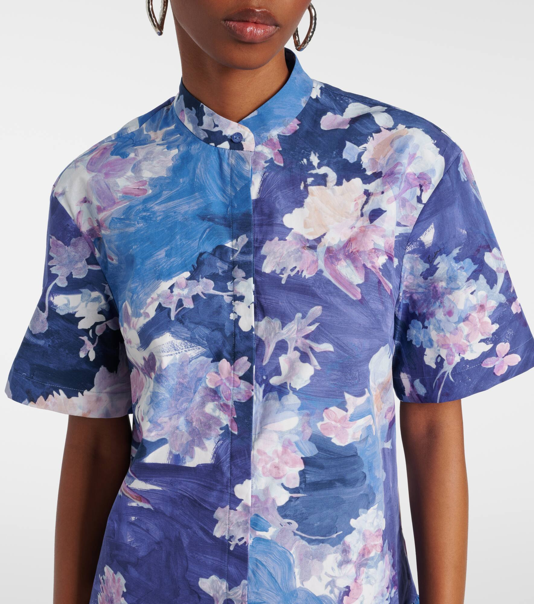 Floral peplum cotton poplin minidress - 4