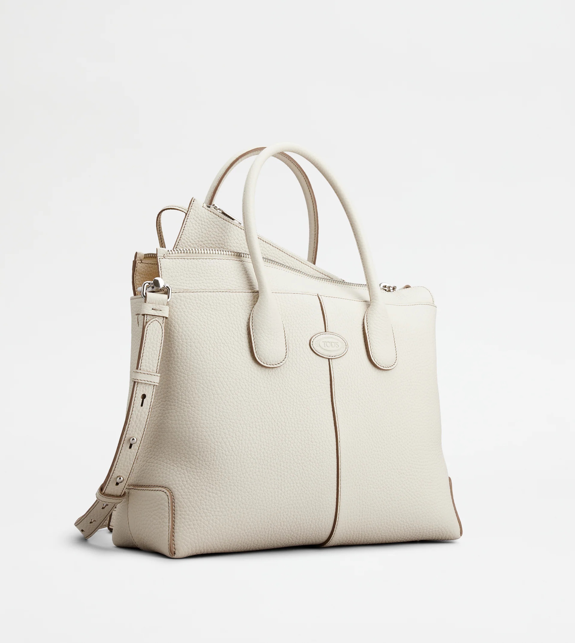 TOD'S DI BAG IN LEATHER MEDIUM - OFF WHITE - 3