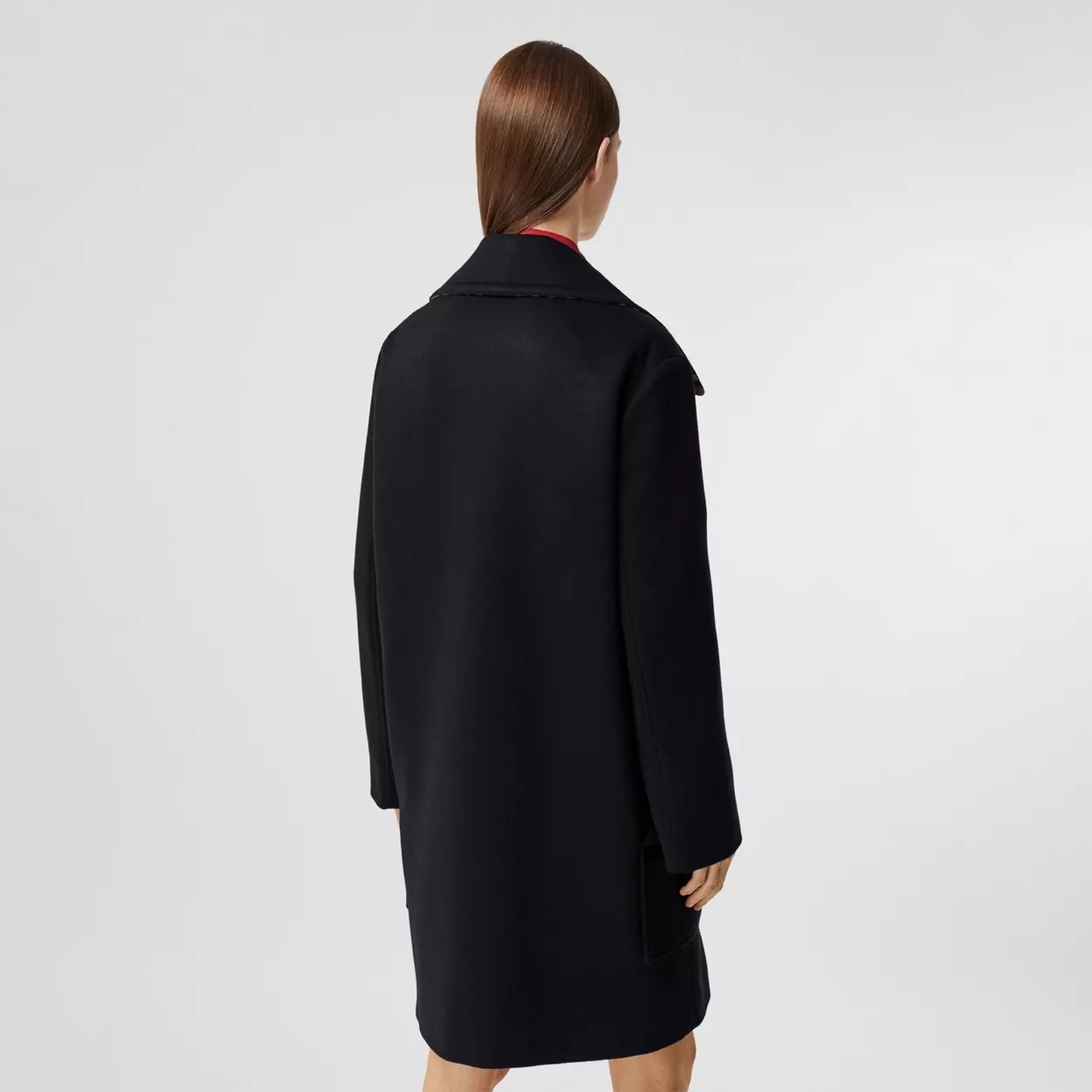 Pocket Detail Cashmere Pea Coat - 4