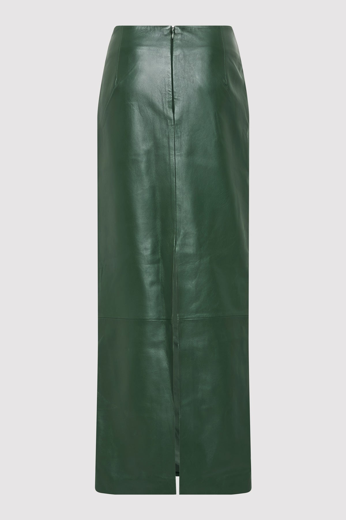 Leather Column Skirt - Deep Green - 6