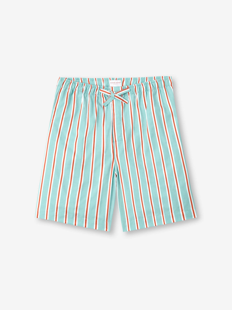Derek Rose Men's Lounge Shorts Royal 223 Cotton Turquoise outlook