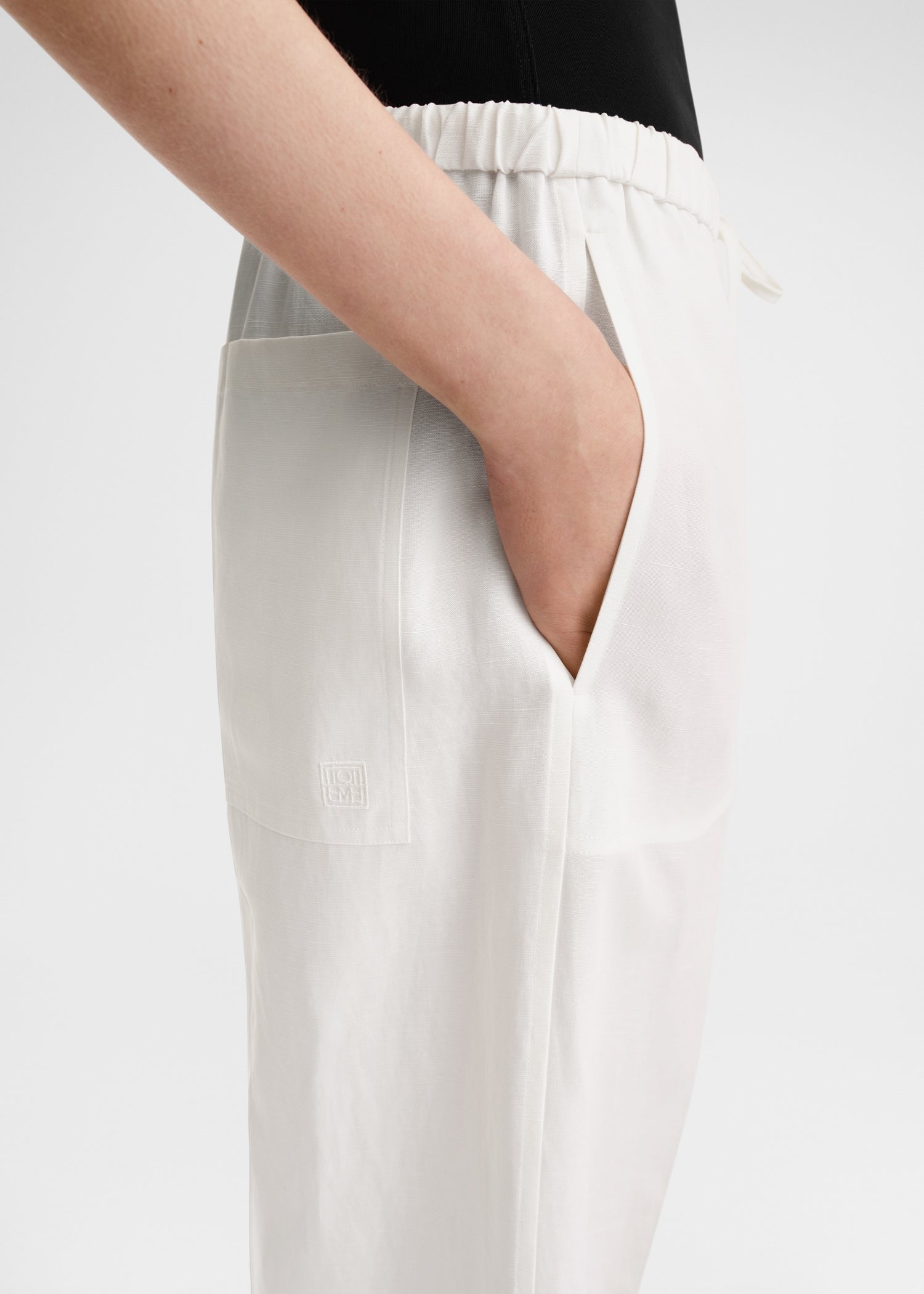 Fluid drawstring trousers off-white - 5