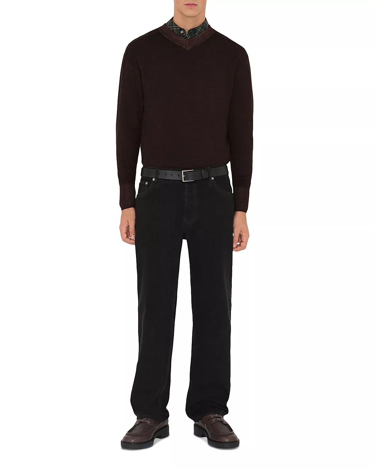 Men's Check Leather Belt - 2