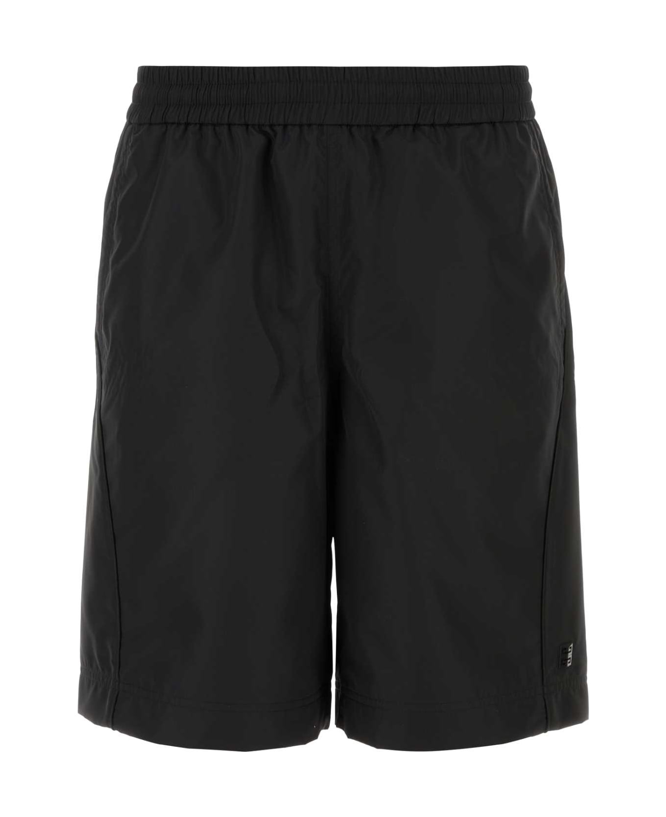 Black Polyester Bermuda Shorts - 1